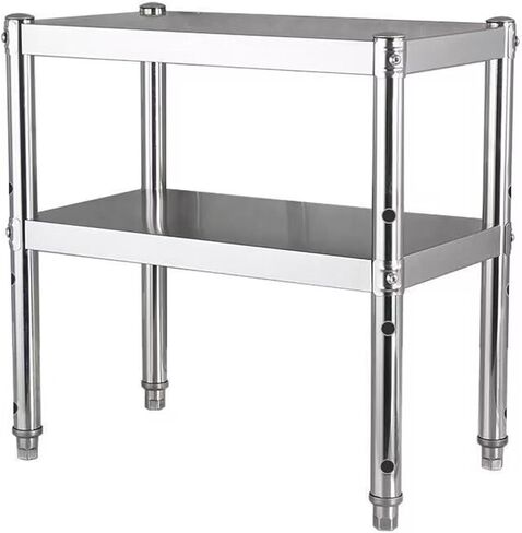 Double Stainless Steel Workbench Floor-to-Ceiling Open Shelves Laminate Adjustable Kitchen Metal Work Table(70x60x60cm/27.5x23.6x23.6) in Kuwait