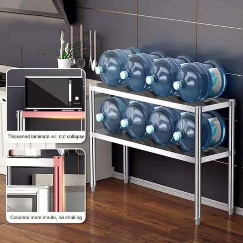 Double Stainless Steel Workbench Floor-to-Ceiling Open Shelves Laminate Adjustable Kitchen Metal Work Table(70x60x60cm/27.5x23.6x23.6) in Kuwait