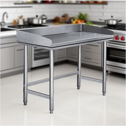 Removable Thickened Stainless Steel Restaurant Kitchen Work Table Reinforced Columns Adjustable Floor Feet(31.5x23.6x31.5in) in Kuwait