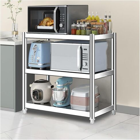 Stainless Steel Shelf 3 Tier Kitchen Industrial Workbench Heavy Duty Shelf Prep Table Adjustable Height Work Table(70x30x80cm/27.5x11.8x31.5) in Kuwait
