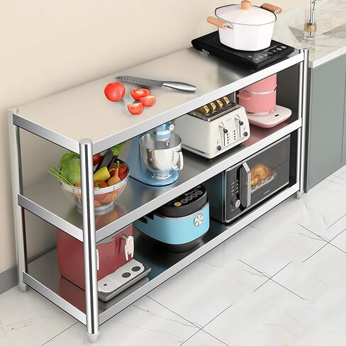 Stainless Steel Shelf 3 Tier Kitchen Industrial Workbench Heavy Duty Shelf Prep Table Adjustable Height Work Table(70x30x80cm/27.5x11.8x31.5) in Kuwait