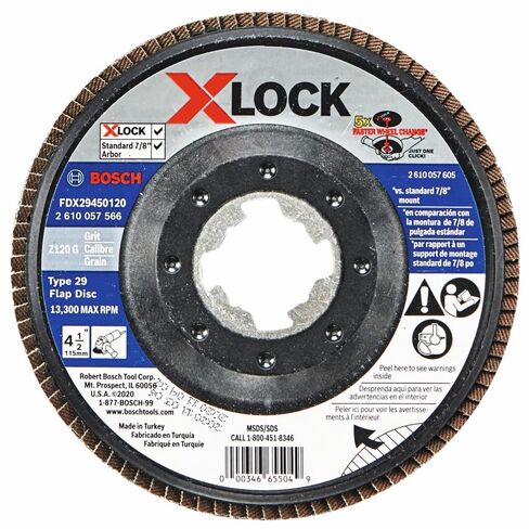 BOSCH FDX29450120-10 4-1/2 بوصة. قرص X-Lock Arbor Type 29 120 Grit Flap Disc in Kuwait