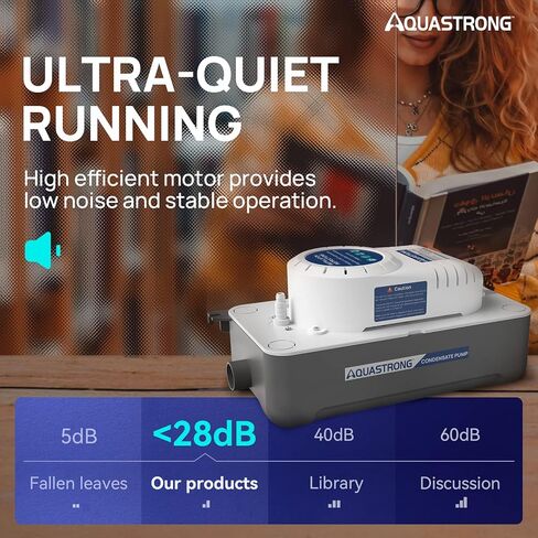 مضخة مكثفة Aquastrong 1/38HP HAVC مع أنبوب، 85 جالون، 115 فولت/230 فولت، مفتاح أمان تلقائي، إزالة مكثفات التيار المتردد لمكيف الهواء، الفرن، مزيل الرطوبة، سلك طاقة 3.3 بوصة in Kuwait