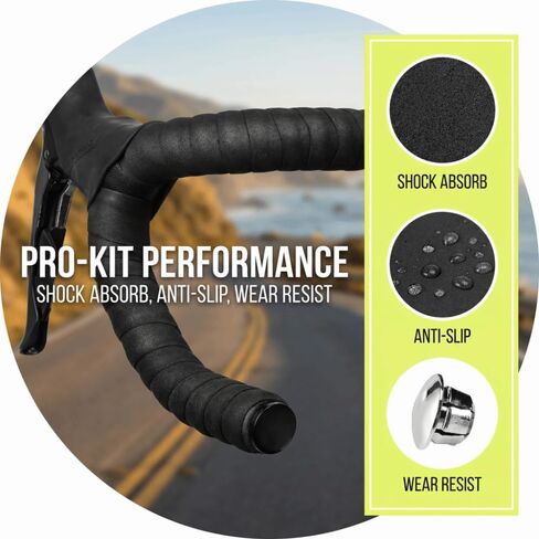 2 Sets Bike Handlebar Tape – Anti-Slip EVA Cycling Grip Wrap with End Plugs, Shock-Absorbing Rubber Sponge for Road, Gravel & Mountain Bike Drop Bars in Kuwait
