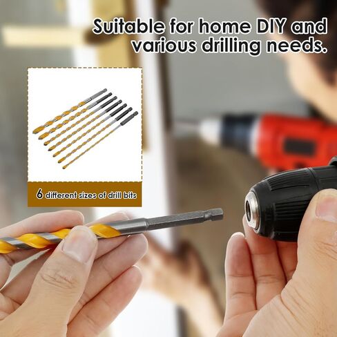 7Pcs Concrete Drill Bit Set Multi-Purpose Masonry Drill Bits Set Carbide Hex Shank Drill Bit Set Rustproof Wear Resistant Concrete Drill Bit for Glass Brick Plastic Cement Tile in Kuwait