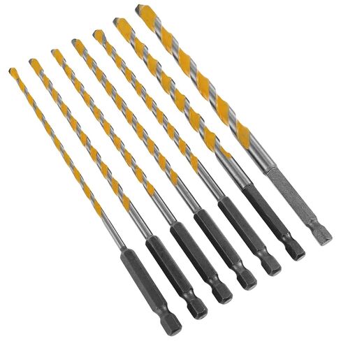 7Pcs Concrete Drill Bit Set Multi-Purpose Masonry Drill Bits Set Carbide Hex Shank Drill Bit Set Rustproof Wear Resistant Concrete Drill Bit for Glass Brick Plastic Cement Tile in Kuwait