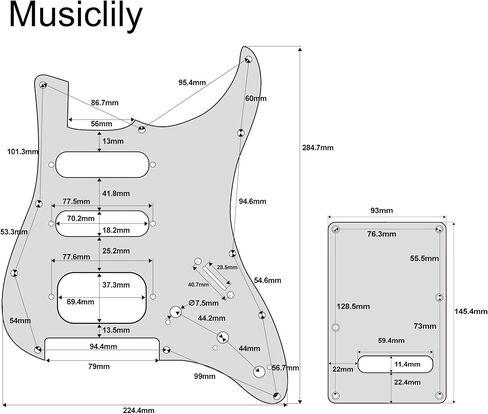 مجموعة جيتار من Musiclily Pro مكونة من 11 فتحة ST ولوحة خلفية للجيتار الكهربائي Squier Sonic Strat HSS، 3 طبقات باللون الأسود in Kuwait