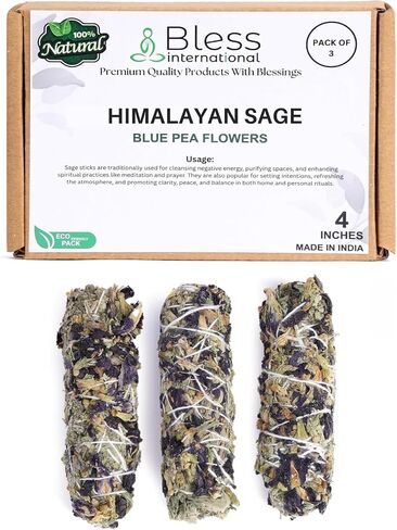 Bless-International Premium-100%-Natural-and-Organic USA-Grown-California-White-Sage-Incense Handcrafted-4-Inches-Long Used-for-Home-Cleansing-Meditation-Smudging-Rituals in Kuwait