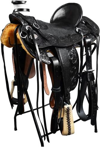 HILASON Western Horse Wade Saddle American Leather Ranch Roping Black | Hand Tooled & for Horses in Kuwait