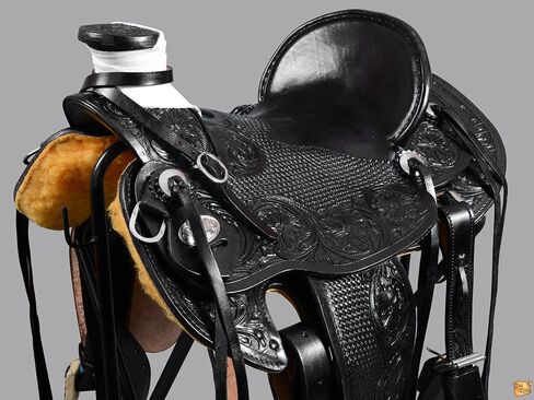 HILASON Western Horse Wade Saddle American Leather Ranch Roping Black | Hand Tooled & for Horses in Kuwait