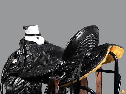 HILASON Western Horse Wade Saddle American Leather Ranch Roping Black | Hand Tooled & for Horses in Kuwait