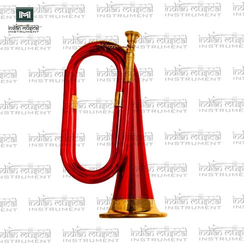 Copper Brass Bugle 10.6" BUGLE 800 US Military Cavalry Style, Brass with Mouthpiece & Gig Bag, 4" Bell Red in Saudi Arabia