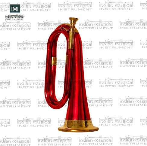 Copper Brass Bugle 10.6" BUGLE 800 US Military Cavalry Style, Brass with Mouthpiece & Gig Bag, 4" Bell Red in Saudi Arabia