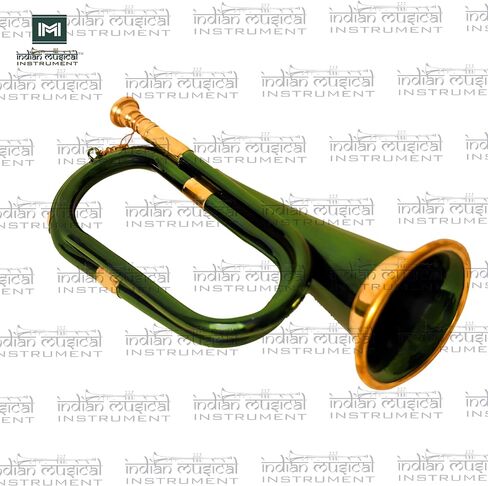 Copper Brass Bugle 10.6" BUGLE 800 US Military Cavalry Style, Brass with Mouthpiece & Gig Bag, 4" Bell Green in Saudi Arabia