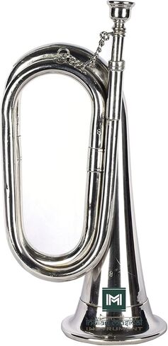 Copper Brass Bugle 10.6" BUGLE 800 US Military Cavalry Style, Brass with Mouthpiece & Gig Bag, 4" Bell Silver in Saudi Arabia