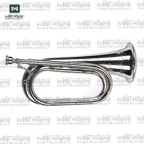 Copper Brass Bugle 10.6" BUGLE 800 US Military Cavalry Style, Brass with Mouthpiece & Gig Bag, 4" Bell Silver in Saudi Arabia