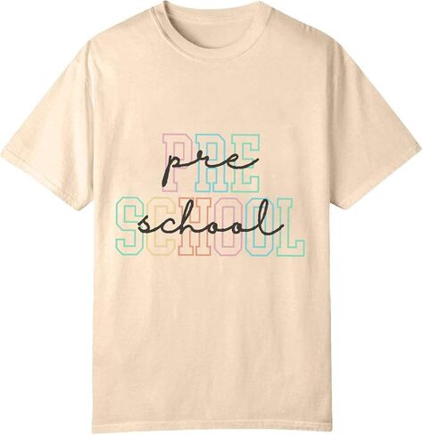 Toddler Kids Back to School Shirt Youth Boys Girls First Day of Preschool Tshirts Children Cute (a-Beige, 8-9 Years) in Kuwait