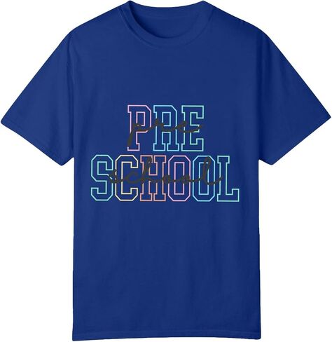 Toddler Back to School Shirt Kids Boys Girls First Day of Preschool Tshirt Youth Cute Graphic Tee (a-Blue, 8-9 Years) in Kuwait