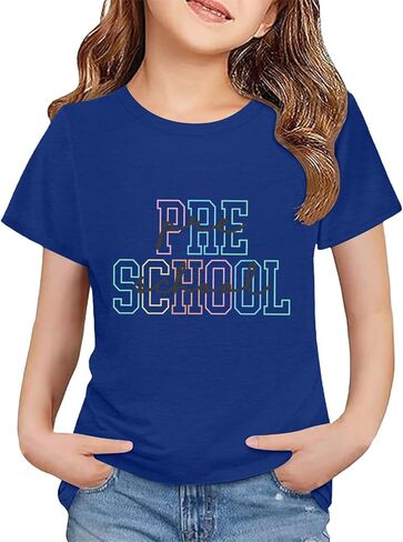 Toddler Kids Back to School Shirt Youth Boys Girls First Day of Preschool Tshirts Children Cute (a-Blue, 2-3 Years) in Kuwait