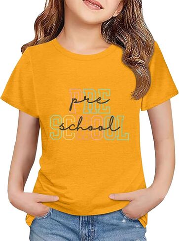 Toddler Back to School Shirt Kids Boys Girls First Day of Preschool Tshirt Youth Cute Graphic Tee (a-Yellow, 6-7 Years) in Kuwait