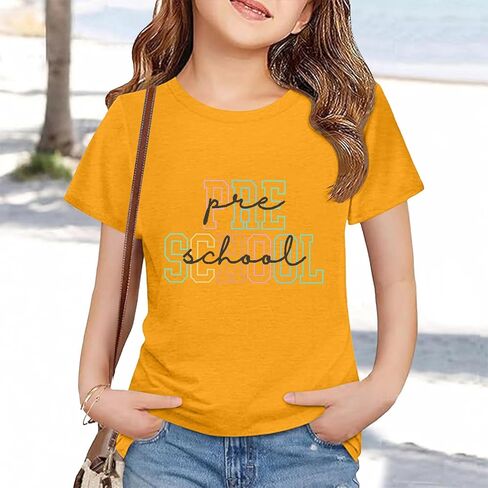 Toddler Back to School Shirt Kids Boys Girls First Day of Preschool Tshirt Youth Cute Graphic Tee (a-Yellow, 6-7 Years) in Kuwait