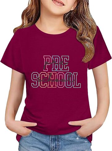 Toddler Back to School Shirt Kids Boys Girls First Day of Preschool Tshirt Youth Cute Graphic Tee (a-Wine, 4-5 Years) in Kuwait