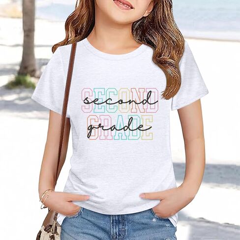 Toddler Back to School Shirt Kids Boys Girls First Day of Preschool Tshirt Youth Cute Graphic Tee (b-White, 10-11Years) in Kuwait