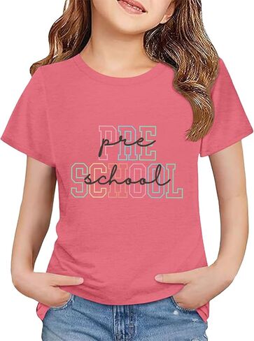 Toddler Back to School Shirt Kids Boys Girls First Day of Preschool Tshirt Youth Cute Graphic Tee (a-Pink, 4-5 Years) in Kuwait