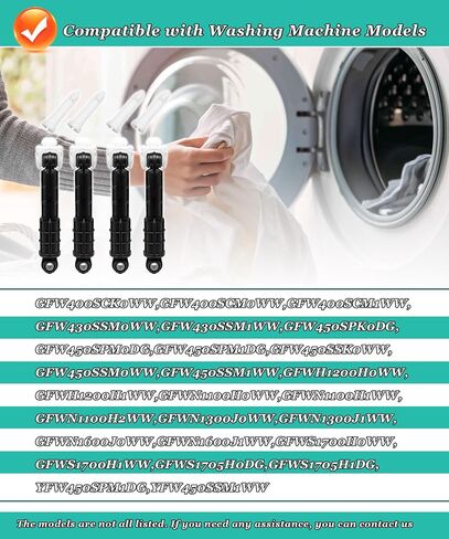 GFW450SSM1WW Washing Machine Shock Absorber Fits For GE Washer,Replaces WH01X20826 WH01X10343 AP4265856 WH01X10385 WH01X10425 AH1482318 EA1482318 WH01X10260 PS1482318,With 4 Shock and 4 Pins in Kuwait
