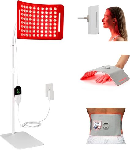 Red Light Therapy for Face and Body, 96 LEDs Curved Silicone Infrared Light Therapy with Stand and Belt, FSA HSA 660nm 850nm Dual Wave Lamp for Muscle Recovery, Skin Care & Sleep Improvement. in Kuwait