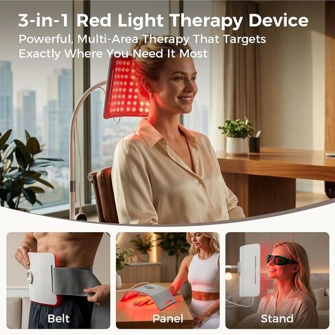 Red Light Therapy for Face and Body, 96 LEDs Curved Silicone Infrared Light Therapy with Stand and Belt, FSA HSA 660nm 850nm Dual Wave Lamp for Muscle Recovery, Skin Care & Sleep Improvement. in Kuwait