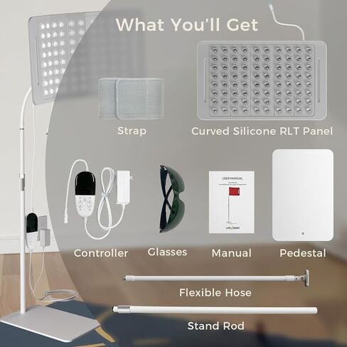 Red Light Therapy for Face and Body, 96 LEDs Curved Silicone Infrared Light Therapy with Stand and Belt, FSA HSA 660nm 850nm Dual Wave Lamp for Muscle Recovery, Skin Care & Sleep Improvement. in Kuwait