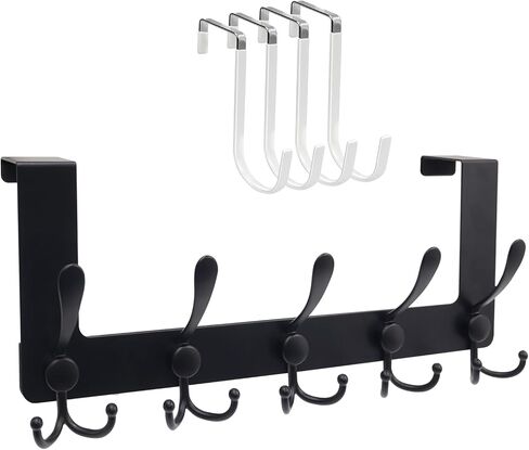 Over the Door Hooks Rack, Metal Door Hanger with Scratch-Resistant Padding for Hanging Towels and Clothes, Ideal for Bathroom, Bedroom and Closet in Kuwait