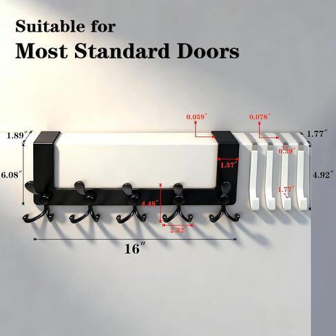 Over the Door Hooks Rack, Metal Door Hanger with Scratch-Resistant Padding for Hanging Towels and Clothes, Ideal for Bathroom, Bedroom and Closet in Kuwait