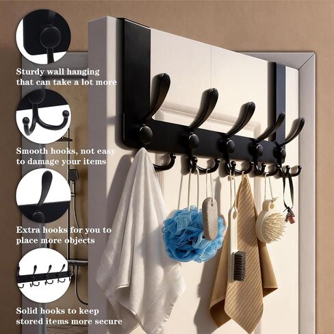 Over the Door Hooks Rack, Metal Door Hanger with Scratch-Resistant Padding for Hanging Towels and Clothes, Ideal for Bathroom, Bedroom and Closet in Kuwait