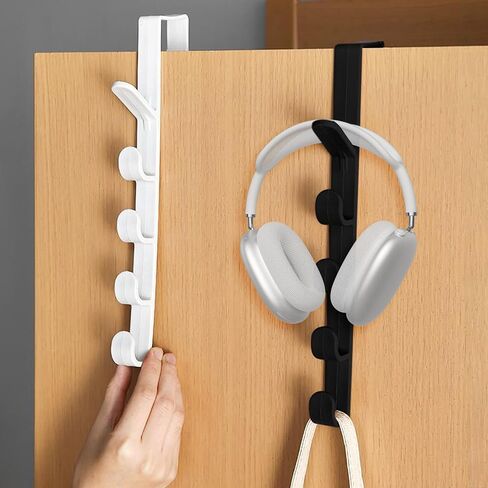 1PCS Over the Door Hooks,No Drill Vertical Hook Rail Organizer for Clothes Towels Bags, Slim Door Space Saver for Home Apartment(White) in Kuwait