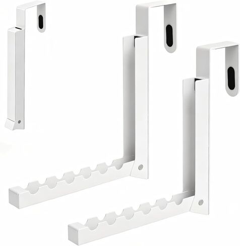 Bathroom Door Hooks for Towels, 2 Pack Door Hook Organizer with Anti-Scratch EVA Pads, Heavy Duty Over The Door Hanger with 12 Ridges, Foldable Clothes Drying Rack for Laundry, Bedroom (White) in Kuwait