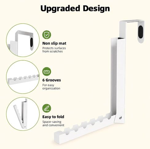 Bathroom Door Hooks for Towels, 2 Pack Door Hook Organizer with Anti-Scratch EVA Pads, Heavy Duty Over The Door Hanger with 12 Ridges, Foldable Clothes Drying Rack for Laundry, Bedroom (White) in Kuwait