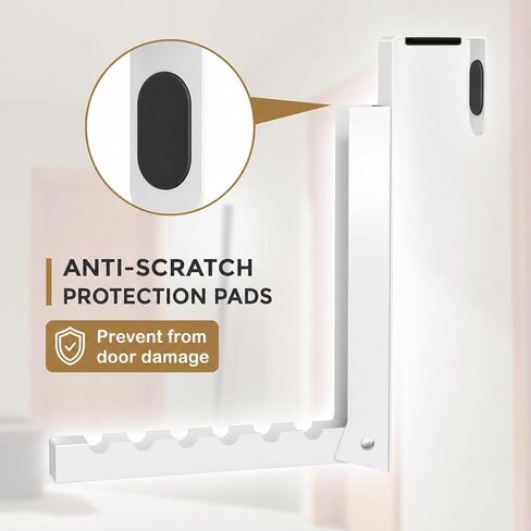 Bathroom Door Hooks for Towels, 2 Pack Door Hook Organizer with Anti-Scratch EVA Pads, Heavy Duty Over The Door Hanger with 12 Ridges, Foldable Clothes Drying Rack for Laundry, Bedroom (White) in Kuwait