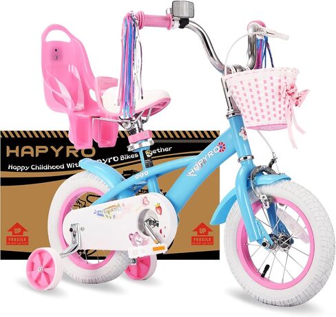 Kids Bike for Girls 12 14 16 Inch with Training Wheels, Toddler Bicycle with Basket and Doll Seat, Girls Bicycle for Kids Ages 2-9 Years, Bicicleta para Niñas, Multiple Colors in Kuwait
