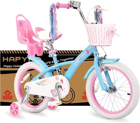 Kids Bike for Girls 12 14 16 Inch with Training Wheels, Toddler Bicycle with Basket and Doll Seat, Girls Bicycle for Kids Ages 2-9 Years, Bicicleta para Niñas, Multiple Colors in Kuwait