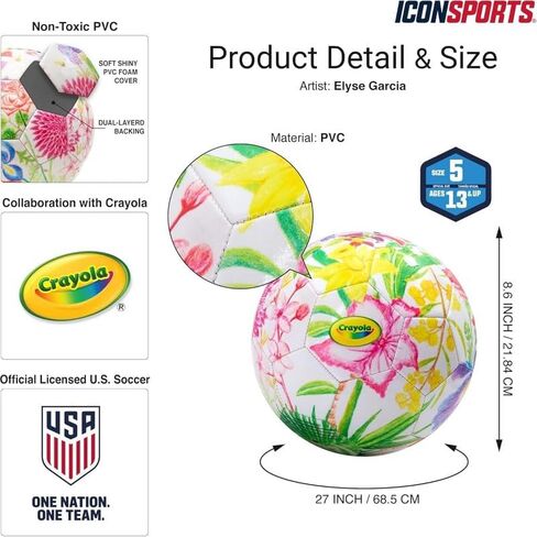 Icon Sports Officially Licensed U.S. Soccer Federation USMNT Soccer Ball Size 5 - Floral Pride in Saudi Arabia