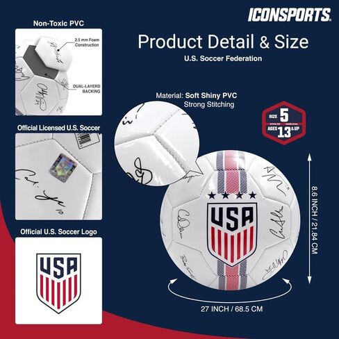 Icon Sports Officially Licensed U.S. Soccer Federation USMNT Soccer Ball Size 5 - Unity Red in Saudi Arabia