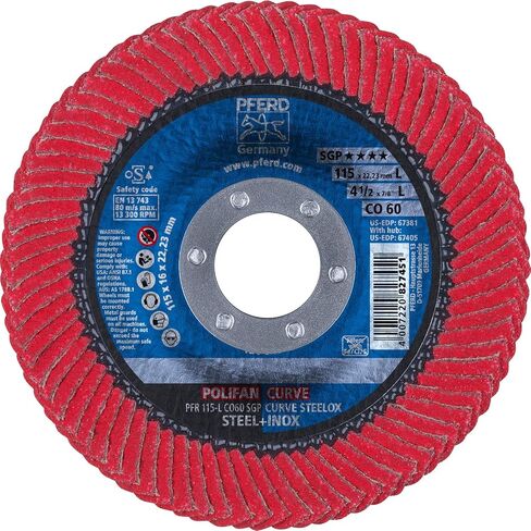 قرص POLIFAN المنحني مقاس 4-1/2 بوصة × 7/8 بوصة من PFERD، 10/لكل قطعة in Kuwait