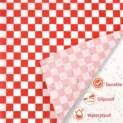 200PCS Waxed Deli Paper Sheets, 7x7" Food Basket Liners, Grease Resistant Wax Paper Sheets for Food, Checkered Sandwich Wrapping Paper for Party, Fair and Outdoors in Saudi Arabia
