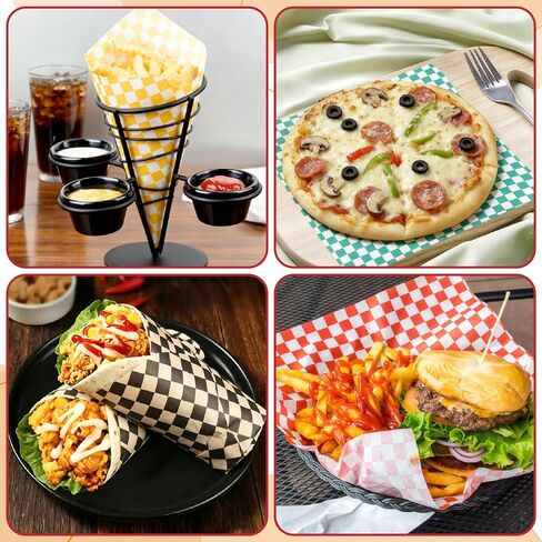 200PCS Waxed Deli Paper Sheets, 7x7" Food Basket Liners, Grease Resistant Wax Paper Sheets for Food, Checkered Sandwich Wrapping Paper for Party, Fair and Outdoors in Saudi Arabia