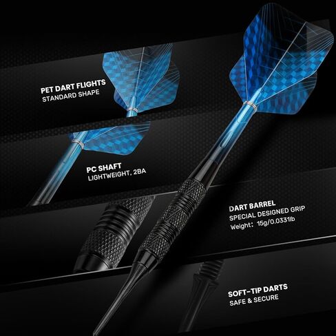 12 Pack Soft Tip Darts Set - Darts Plastic Tip 17g -Dart Flights in 4 Colors with a Dart Storage Case- with 40 Extra Dart Tips and 1Pcs Wrench for Electronic Dartboard in Saudi Arabia