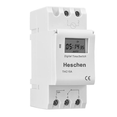 Heschen Digital LCD Power Weekly Programmable Timer Relay Switch THC15A DC12V 16Amp SPST 35mm DIN Rail in Kuwait