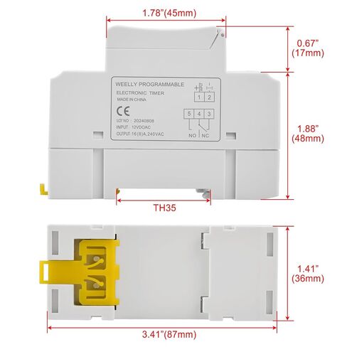 Heschen Digital LCD Power Weekly Programmable Timer Relay Switch THC15A DC12V 16Amp SPST 35mm DIN Rail in Kuwait