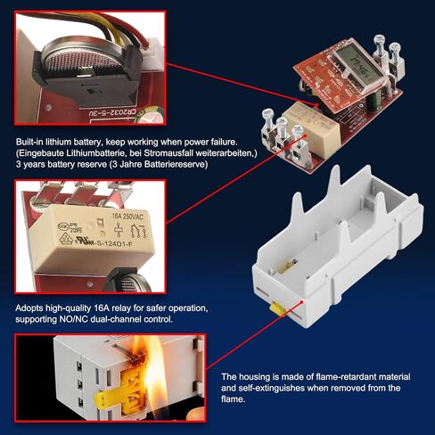 Heschen Digital LCD Power Weekly Programmable Timer Relay Switch THC15A DC12V 16Amp SPST 35mm DIN Rail in Kuwait